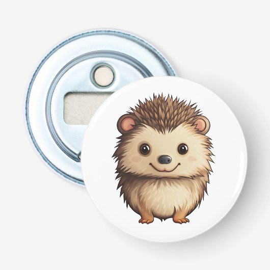 Cartoon egel illustratie button flesopener (Voorkant)