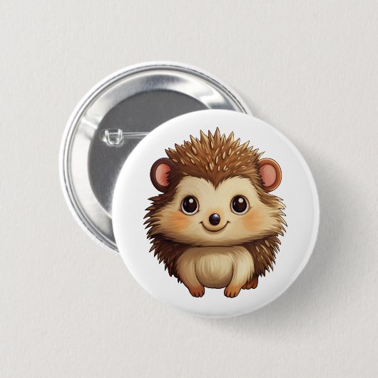 Cartoon egel illustratie ronde button 5,7 cm (Voorkant /achterkant)