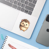 Cartoon egel illustratie sticker (Laptop met iPhone)