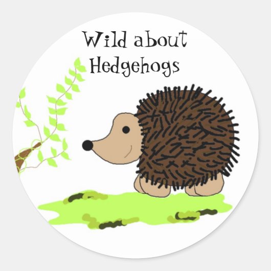 Cartoon Egel Ronde Sticker (Voorkant)