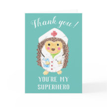 Cartoon egelverpleger bedankt je kaart