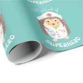 Cartoon-egelverpleger | Mijn soort superheld Cadeaupapier (Rol Hoek)