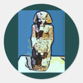 Cartoon Egyptisch standbeeld Ronde Sticker (Voorkant)