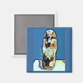 Cartoon Egyptische Beeldhouwwerk Magneet (Voorkant / Achterkant)