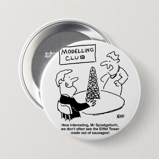 Cartoon Eiffeltoren modelleren Ronde Button 7,6 Cm (Voorkant /achterkant)