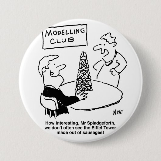 Cartoon Eiffeltoren modelleren Ronde Button 7,6 Cm (Voorkant)