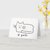 Cartoon El Gato Cat Doodle Line Drawing Card Kaart (Gele Bloem)