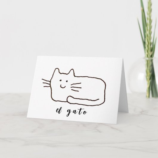 Cartoon El Gato Cat Doodle Line Drawing Card Kaart (Voorkant)