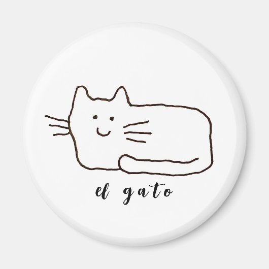 Cartoon El Gato Kat Krabbel Lijn Magneet (Voorkant)