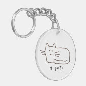 Cartoon El Gato kat tekening Sleutelhanger (Voorkant Links)