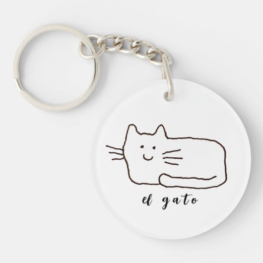 Cartoon El Gato kat tekening Sleutelhanger (Voorkant)
