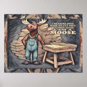 Cartoon eland, grappige uitdrukking, kleurpotloods poster