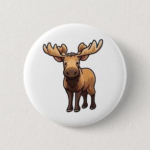 Cartoon eland illustratie ronde button 5,7 cm