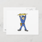 Cartoon Electriciër die de bliksem van elektricite Briefkaart (Voorkant / Achterkant)