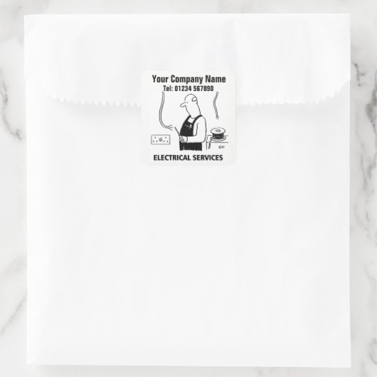 Cartoon Elektrisch thema Vierkante Sticker (Tas)