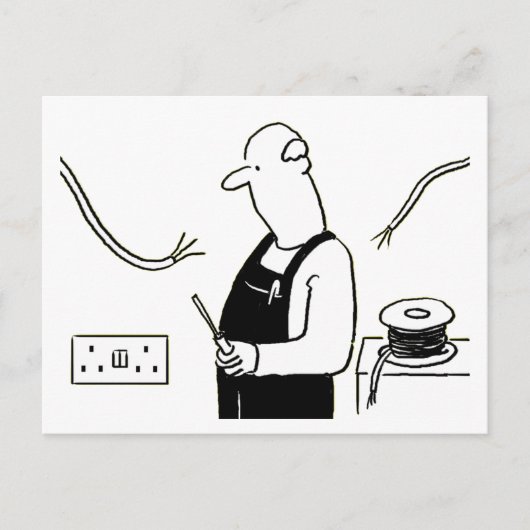 Cartoon elektrische services briefkaart (Voorkant)