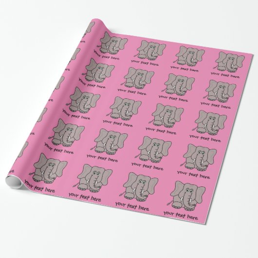 Cartoon Elephant Cadeaupapier (Uitgerold)