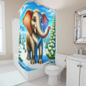 Cartoon Elephant Douchegordijn (In situ)