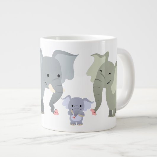 Cartoon Elephant Family Jumbo Mok (Voorkant rechts)