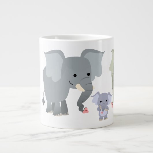 Cartoon Elephant Family Jumbo Mok (Voorkant)