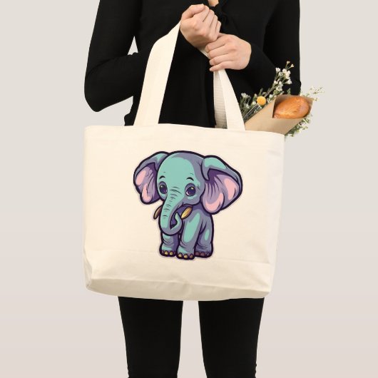 CARTOON ELEPHANT GROTE TOTE BAG (Voorkant (product))