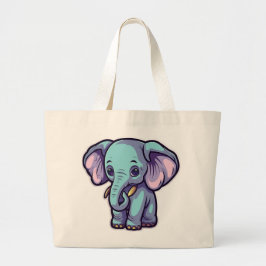 CARTOON ELEPHANT GROTE TOTE BAG
