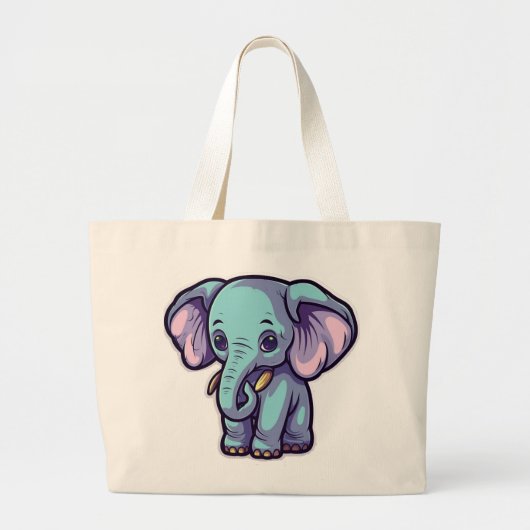 CARTOON ELEPHANT GROTE TOTE BAG (Voorkant)
