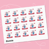 Cartoon Elephant Hearts | Geweldige achteruitrijde Vierkante Sticker
