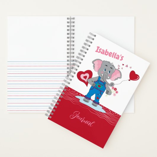 Cartoon Elephant Kind Personalized Spiral Journal Notitieboek (Binnen)