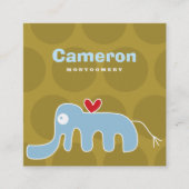 Cartoon Elephant Kind Profile Photo Calling Card Vierkante Visitekaartje (Voorkant)