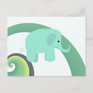 Cartoon Elephant met regenboog Briefkaart