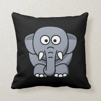 Cartoon Elephant op Black Kussen