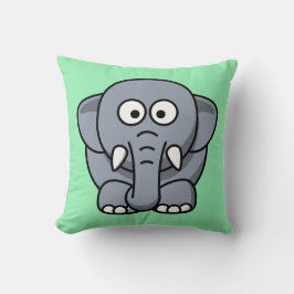 Cartoon Elephant op Mint Kussen