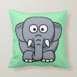 Cartoon Elephant op Mint Kussen