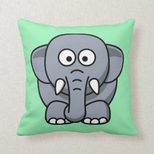 Cartoon Elephant op Mint Kussen