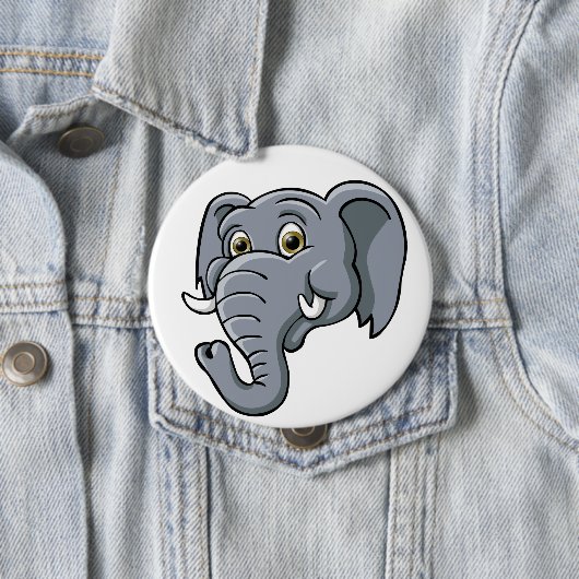 Cartoon Elephant Ronde Button 4,0 Cm (In situ)