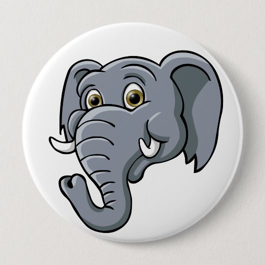 Cartoon Elephant Ronde Button 4,0 Cm (Voorkant)