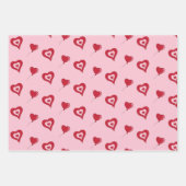 Cartoon Elephant | Roze rode harten Valentijnsdag Inpakpapier Vel (Voorkant 3)