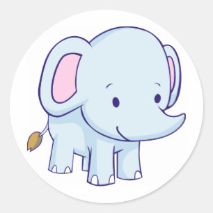 Cartoon Elephant Shirten Ronde Sticker
