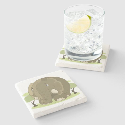 Cartoon Elephant Stenen Onderzetter (Zijkant)