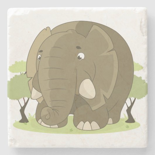 Cartoon Elephant Stenen Onderzetter (Voorkant)