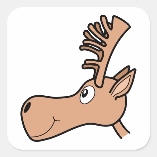 Cartoon Elk Moose. Vierkante Sticker (Voorkant)