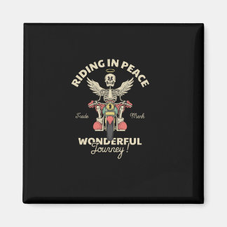 cartoon embleem van schedel engel rijden motorfiet magneet