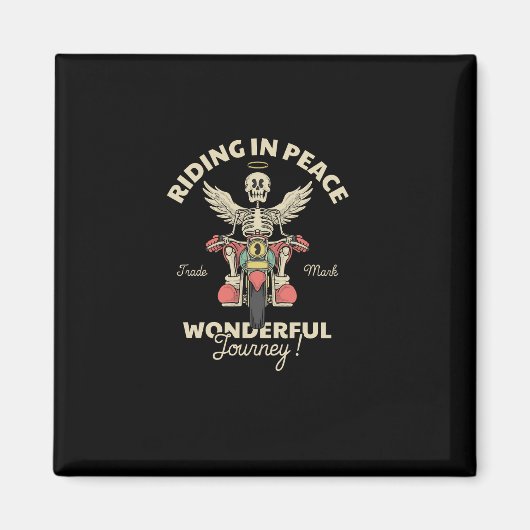 cartoon embleem van schedel engel rijden motorfiet magneet (Voorkant)