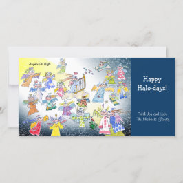 Cartoon-Engelen Op Hoogte Feestdagen Fotokaart Feestdagenkaart