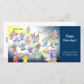 Cartoon-Engelen Op Hoogtij Kerstkaart (Voorkant / Achterkant)