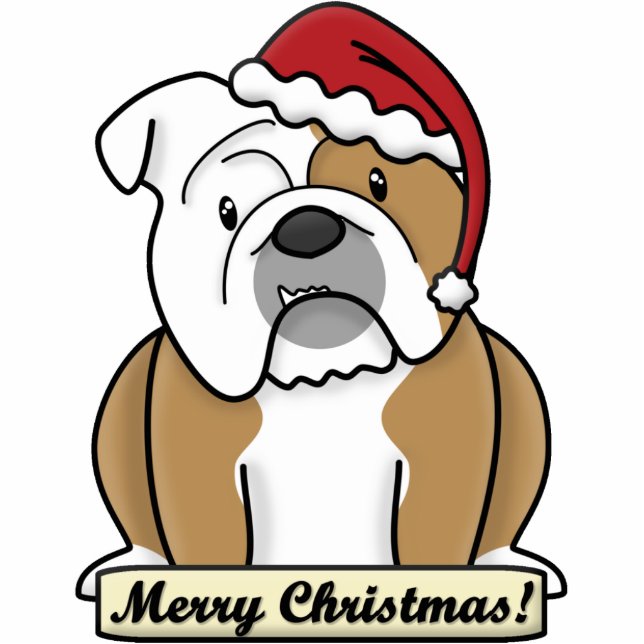 Cartoon English Bulldog kerstversiering Fotobeeldje Ornament (Voorkant)