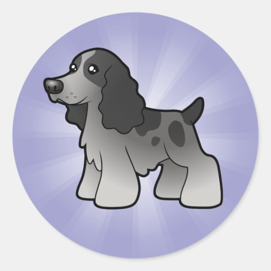 Cartoon English Cocker Spaniel Ronde Sticker (Voorkant)