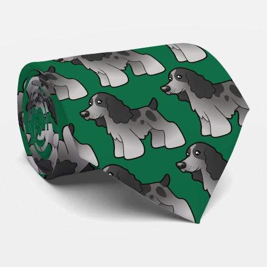 Cartoon English Cocker Spaniel Stropdas (Opgerold)