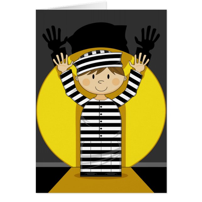 Cartoon Escaped gevangene in spotlight (Voorkant)